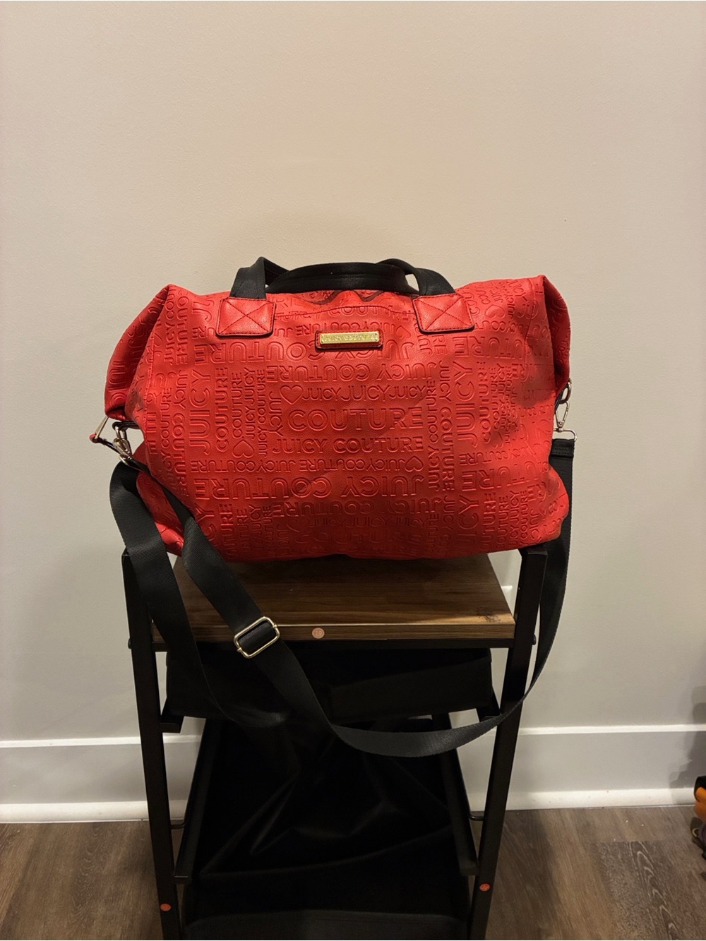 Juicy Couture Red Travel Duffel with Black Strap